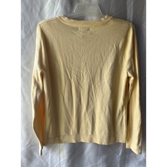 WOMEN'S MEDIUM LONG  SLEEVE SWEATER STUDIO WORKS YELLOW‎ TOP BUTTON 100% COTTON - Picture 3 of 3